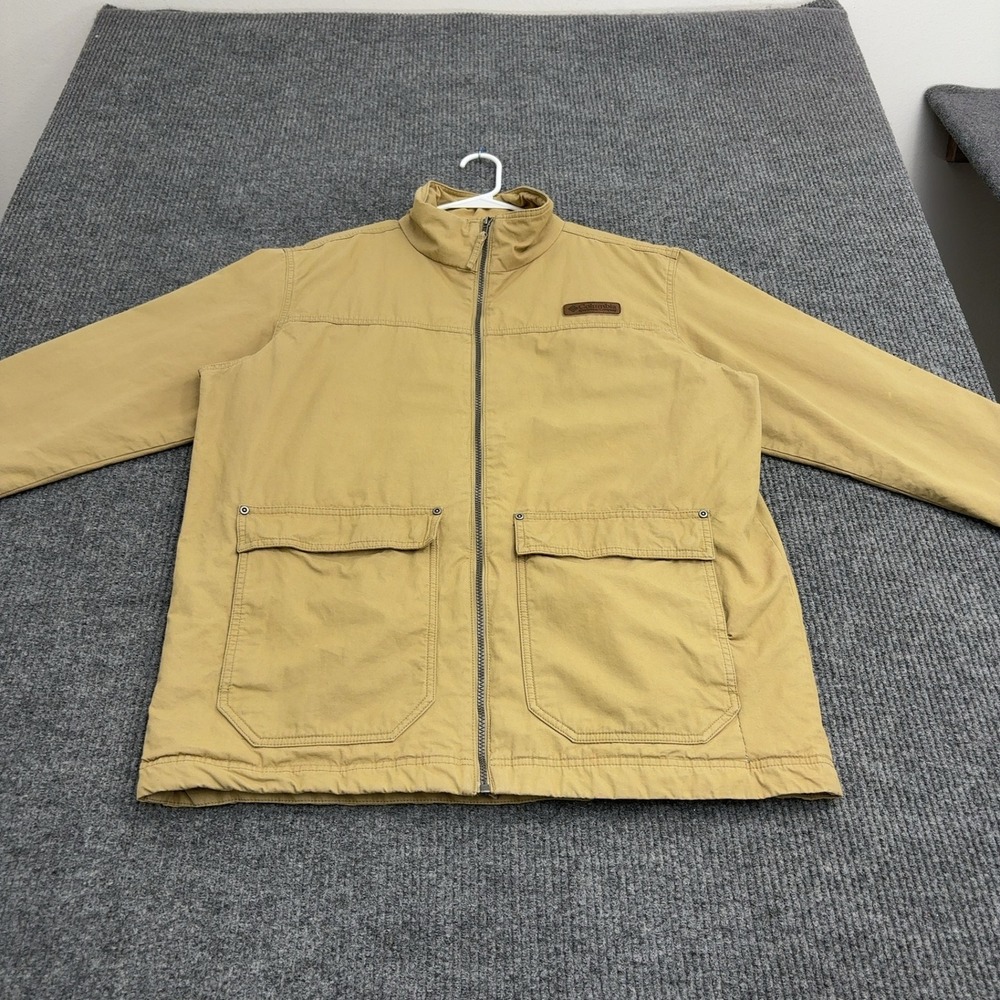 Columbia Jacket Mens L Tan Cotton Canvas Full Zip Mock Neck Workwear Casual